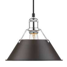 Golden 3306-M CH-RBZ - Yep by Golden Lighting Orwell 1-light 10in Pendant in Chrome and Rubbed Bronze shade